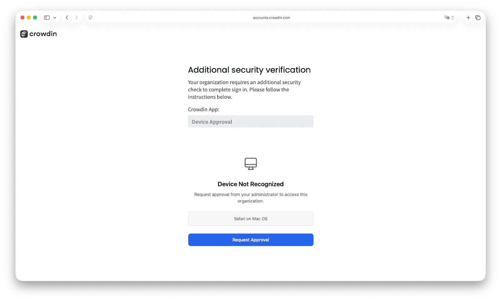 Device Approvals app in Crowdin